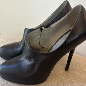 Sergio Rossi Black Leather Ankle Pump Booties | Size 37.5 | 4.5” Heel
